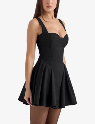 House Of Cb Womens Bunny Shoulder-strap Crepe Mini Dress Black In Black