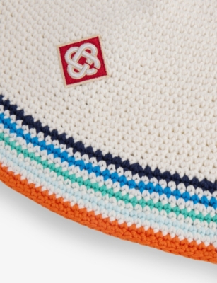 CASABLANCA: Striped Cotton Crochet Hat