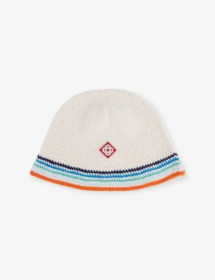 CASABLANCA: Striped Cotton Crochet Hat