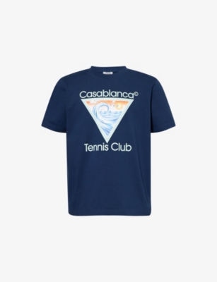 CASABLANCA: Tennis Club Icon Crewneck Cotton-Jersey T-Shirt