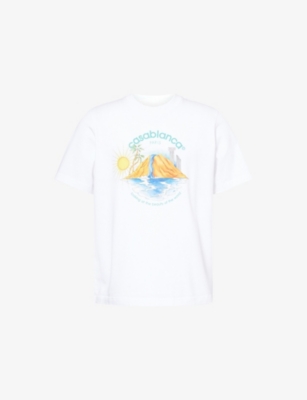 CASABLANCA: Oasis Crewneck Cotton-Jersey T-Shirt