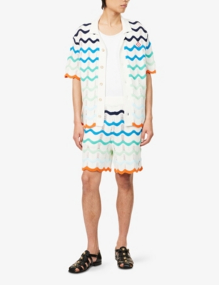 CASABLANCA: Gradient Wave Crochet Cotton-Knit Shirt