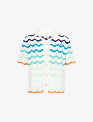 CASABLANCA: Gradient Wave Crochet Cotton-Knit Shirt