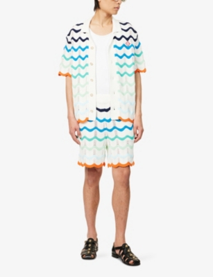 CASABLANCA: Gradient Wave Crochet Cotton-Knit Shorts