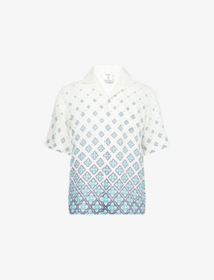 CASABLANCA: Monogram Short-Sleeves Linen Shirt
