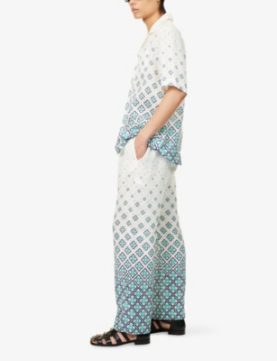 CASABLANCA: Monogram Drawstring Linen Trousers
