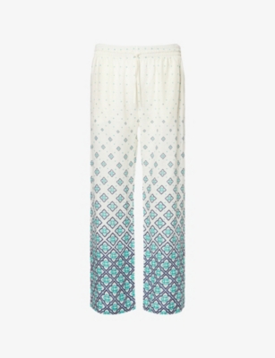 CASABLANCA: Monogram Drawstring Linen Trousers