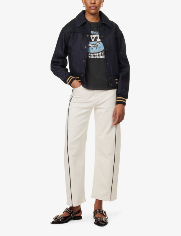 Lennox Varsity Two-Jetted-Pockets Regular-Fit Denim Jacket