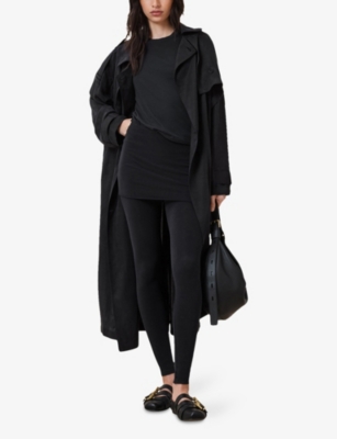 Allsaints Womens Black Raffi Slim-fit High-rise Cotton Leggings