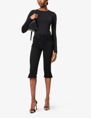 Shop Good American Womens  Good Capri Crop-leg Stretch-denim Blend Jeans In Black001