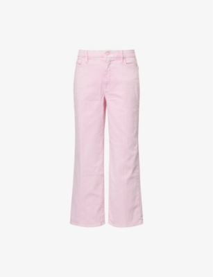 GOOD AMERICAN WOMENS PALAZZO CROPPED WIDE-LEG DENIM JEANS MINERALROSEQUARTZ001 