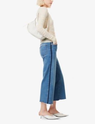 GOOD AMERICAN: Good Waist Palazzo Crop Wide-Leg High-Rise Stretch-Denim Blend Jeans