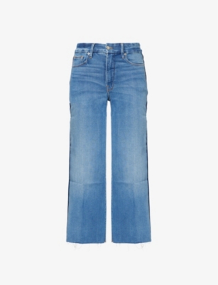 Good Waist Palazzo Crop Wide-Leg High-Rise Stretch-Denim Blend Jeans