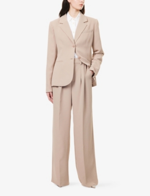 GOOD AMERICAN WOMENS GOOD AMERICAN LUXE SUITING WIDE-LEG WOVEN TROUSERS 