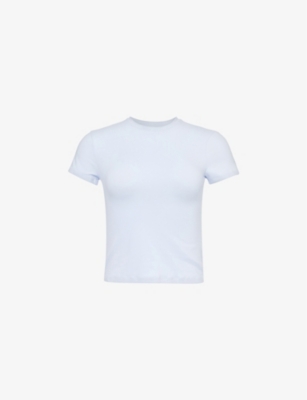GOOD AMERICAN WOMENS GOOD AMERICAN ROUND-NECK SHORT-SLEEVES STRETCH-COTTON T-SHIRT 