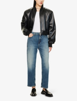 GOOD AMERICAN WOMENS INDDIGO868 GOOD STANDARD STRAIGHT-LEG STRETCH-DENIM JEANS 