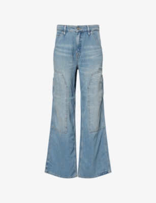 GOOD AMERICAN WOMENS GOOD AMERICAN GOOD EASE WIDE-LEG COTTON-BLEND JEANS 