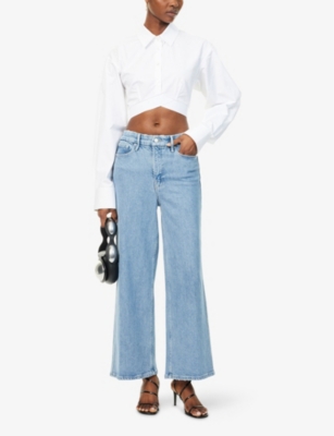 GOOD AMERICAN: Good Skate cropped wide-leg woven jeans