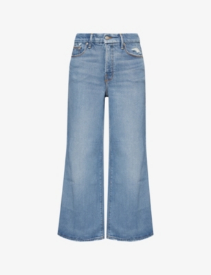 Shop Good American Womens  Palazzo Cropped Wide-leg Woven Jeans In Indigo861