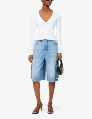 GOOD AMERICAN: Relaxed-fit cargo cotton-blend denim shorts