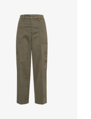 GOOD AMERICAN: Cargo Twill Crop-Leg High-Rise Stretch-Cotton Trousers