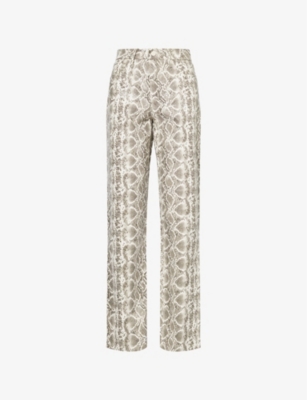 GOOD AMERICAN WOMENS SSP PRINT001 SNAKE-PRINT GOOD ICON FAUX LEATHER TROUSERS 