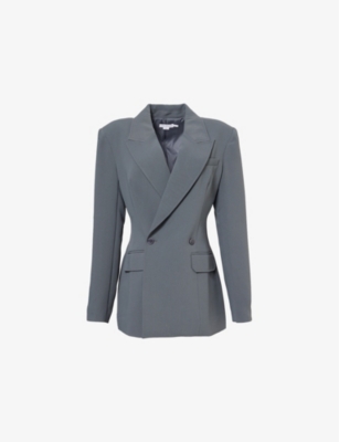 GOOD AMERICAN WOMENS CARBON003 LUXE DOUBLE-BREASTED WOVEN BLAZER 