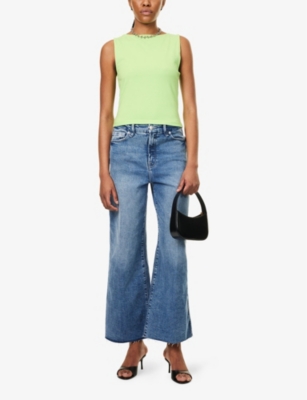 GOOD AMERICAN: Sleeveless Straight-Neckline Stretch-Cotton Top