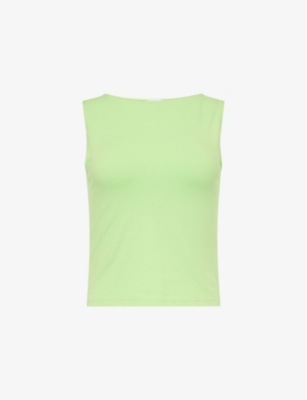GOOD AMERICAN: Sleeveless Straight-Neckline Stretch-Cotton Top