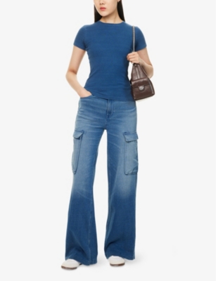 GOOD AMERICAN: Jeanius Ribbed Stretch-Cotton T-Shirt