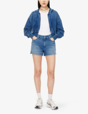 GOOD AMERICAN WOMENS GOOD AMERICAN JEANIUS GOOD 90S HIGH-RISE COTTON-JERSEY SHORTS 