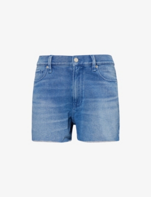 Shop Good American Womens  Jeanius Good 90s High-rise Cotton-jersey Shorts In Indigo900