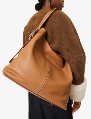 MCQUEEN: T-Bar Sling Large Leather Shoulder Bag