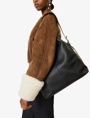 MCQUEEN: T-Bar Sling Large Leather Shoulder Bag