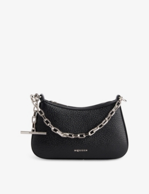 MCQUEEN: Crossbar Leather Mini Shoulder Bag