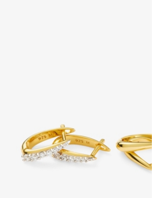 Missoma Womens Claw Huggies 18ct Yellow Gold-plated Vermeil Sterling-silver And Zirconia Earring Set In Gold