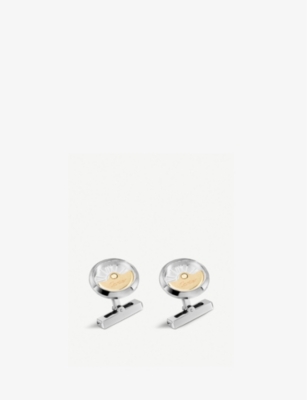 Mens Cartier Oscillating 18ct Yellow-Gold and Palladium-Plated Sterling-Silver Cufflinks