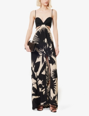 Johanna Ortiz Womens Tropical Exuberance Fascination Of The East Shoulder-straps Silk Maxi Dress In Tropical Exuberance