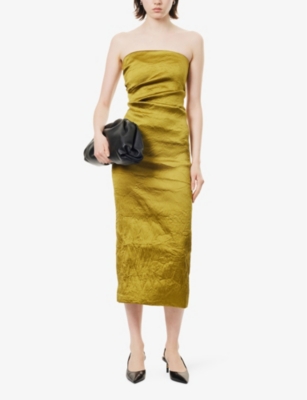Shop Tove Womens Gold Kezia Asymmetric-drape Strapless Woven Maxi Dress