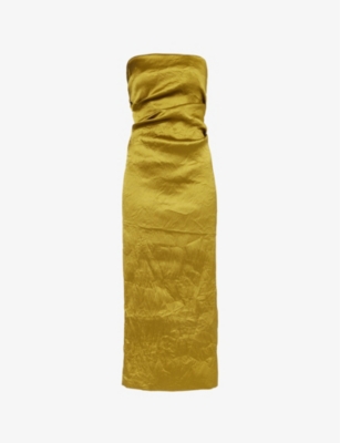 Shop Tove Womens Gold Kezia Asymmetric-drape Strapless Woven Maxi Dress