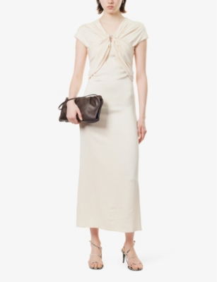 Shop Tove Womens Cream Tova Draped-front Cap-sleeve Woven Maxi Dress