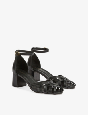 Lk Bennett Womens  Noemia Leather Heeled Sandals In Bla-black