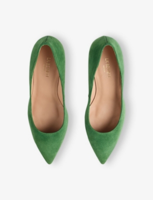 Lk Bennett Womens Gre-fern Green Floret Suede Heeled Courts In Gre-fern Green