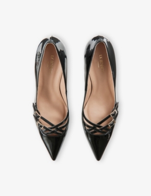 Lk Bennett Womens Laila Pointed-toe Patent-leather Heels Bla-blac In Bla-black