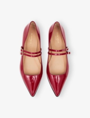 Lk Bennett Womens Red-red Lulu Patent-leather Flats Eur 38/5 Uk