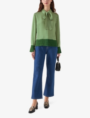 LK BENNETT: Lize Tie-Collar Stripe Woven Shirt