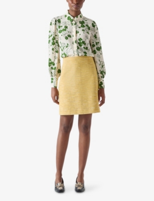 LK BENNETT: Varley Tweed-Textured Cotton-Blend Mini Skirt
