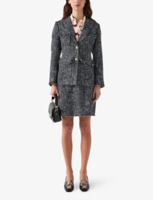 LK BENNETT: Finch Tweed-Textured Cotton-Blend Blazer