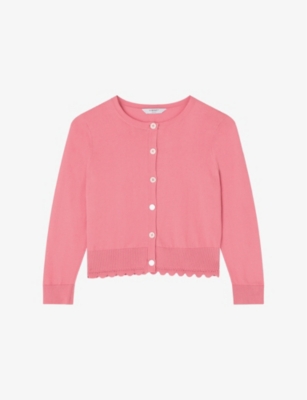 Shop Lk Bennett Womens Pin-rose Vanessa Scallop-trim Cotton Cardigan