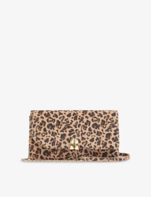 Lk Bennett Womens Bro-leopard Aria Suede Clutch Bag